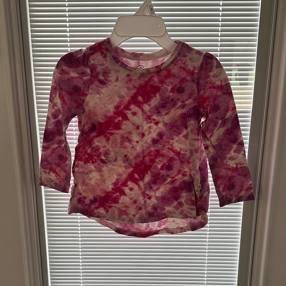 GAP Boho Tie-Dye Long Sleeve T-Shirt Kids Pink Purple Cotton Crewneck
